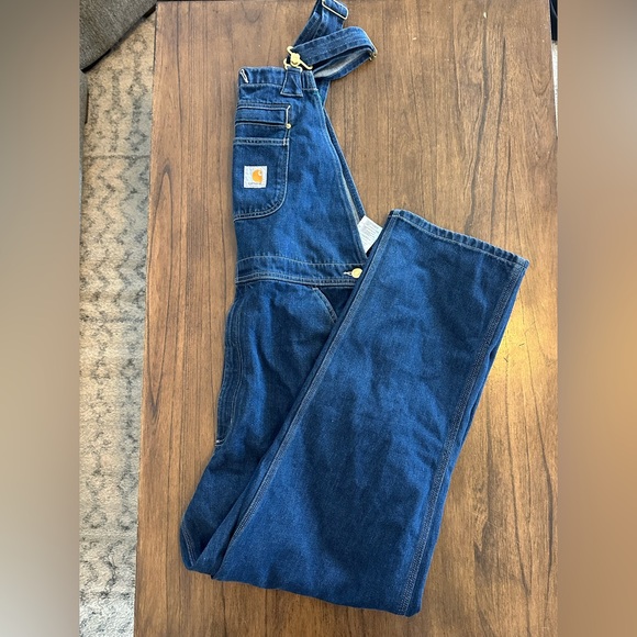Carhartt Loose Fit Denim Overalls Men’s 38x32 Carpenter Bib Utility Workwear - Picture 3 of 4